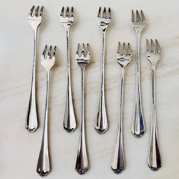 8pc ONEIDA Winter Hill Stainless Cocktail/Seafood Fork 6” Distinction Deluxe Can - Picture 7 of 9
